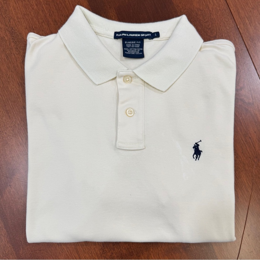 Ralph Lauren Sports Polo Shirt Women’s Large Classic Fit Cream White Soft Touch